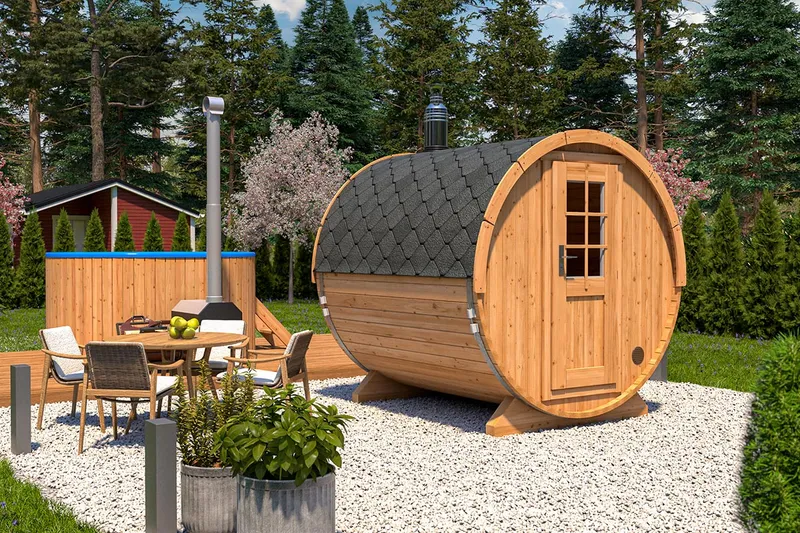 Kleine Fasssauna 2x3m von Hansagarten24